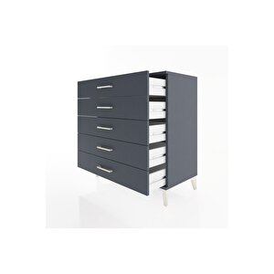 Hyperion Şifonyer 5 Çekmeceli 88x44x96 Antrasit-antrasit