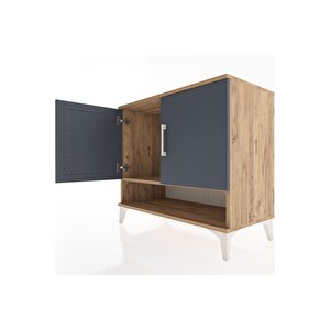 Hyperion Şifonyer Tek Raflı 2 Kapaklı 88x44x80 Çam-antrasit