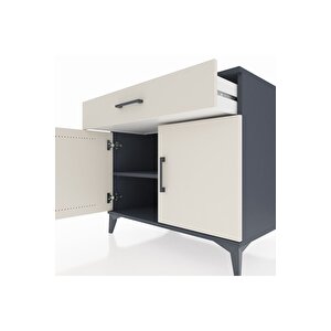 Kronos Şifonyer Tek Raflı Tek Çekmeceli 2 Kapaklı 88x59x80 Antrasit-aytaşı