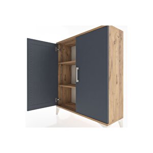 Arges Şifonyer 2 Raflı 2 Kapaklı 88x30x106 Çam-antrasit