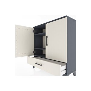 Arges Şifonyer 3 Raflı Tek Çekmeceli 2 Kapaklı 88x30x96 Antrasit-aytaşı