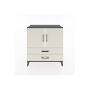 Hyperion Şifonyer Tek Raflı 2 Çekmeceli 2 Kapaklı 88x44x96 Antrasit-aytaşı