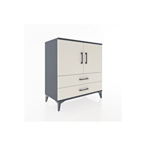 Hyperion Şifonyer Tek Raflı 2 Çekmeceli 2 Kapaklı 88x44x96 Antrasit-aytaşı