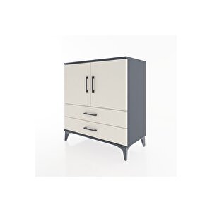 Hyperion Şifonyer Tek Raflı 2 Çekmeceli 2 Kapaklı 88x44x96 Antrasit-aytaşı