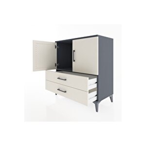 Hyperion Şifonyer Tek Raflı 2 Çekmeceli 2 Kapaklı 88x44x96 Antrasit-aytaşı