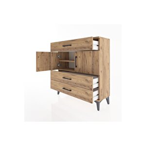 Arges Şifonyer 2 Raflı 3 Çekmeceli 2 Kapaklı 88x30x96 Çam-çam