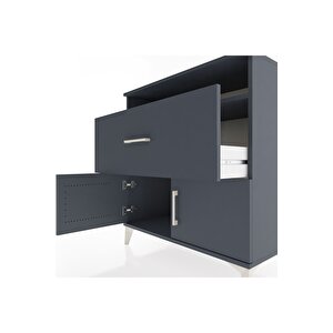 Hyperion Şifonyer Tek Raflı Tek Çekmeceli 2 Kapaklı 88x44x96 Antrasit-antrasit