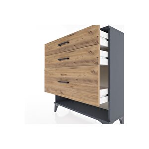 Arges Şifonyer 3 Çekmeceli 88x30x96 Antrasit-çam