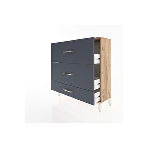 Arges Şifonyer 3 Çekmeceli 88x30x96 Çam-antrasit