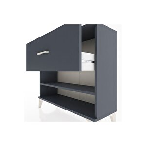 Arges Şifonyer Tek Raflı Tek Çekmeceli 88x30x80 Antrasit-antrasit