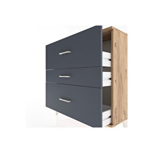 Arges Şifonyer 3 Çekmeceli 88x30x96 Çam-antrasit
