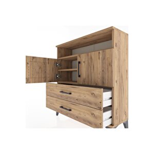 Arges Şifonyer 3 Raflı 2 Çekmeceli 2 Kapaklı 88x30x96 Çam-çam