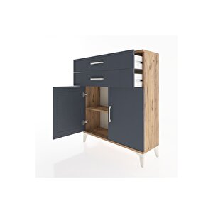 Arges Şifonyer 2 Raflı 2 Çekmeceli 2 Kapaklı 88x30x106 Çam-antrasit