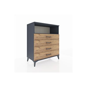 Hyperion Şifonyer Tek Raflı 4 Çekmeceli 88x44x106 Antrasit-çam