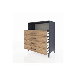 Hyperion Şifonyer Tek Raflı 4 Çekmeceli 88x44x106 Antrasit-çam