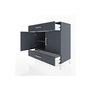 Hyperion Şifonyer 2 Raflı 2 Çekmeceli 2 Kapaklı 88x44x96 Antrasit-antrasit