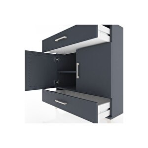 Hyperion Şifonyer 2 Raflı 2 Çekmeceli 2 Kapaklı 88x44x96 Antrasit-antrasit
