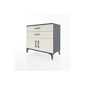 Hyperion Şifonyer 2 Çekmeceli 2 Kapaklı 88x44x80 Antrasit-aytaşı