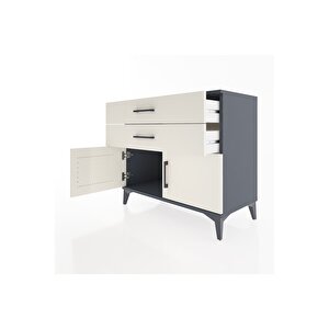 Hyperion Şifonyer 2 Çekmeceli 2 Kapaklı 88x44x80 Antrasit-aytaşı