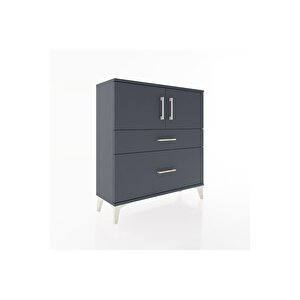 Arges Şifonyer 2 Raflı 2 Çekmeceli 2 Kapaklı 88x30x96 Antrasit-antrasit