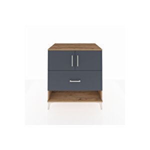 Kronos Şifonyer 2 Raflı Tek Çekmeceli 2 Kapaklı 88x59x96 Çam-antrasit