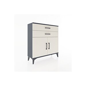 Arges Şifonyer Tek Raflı 2 Çekmeceli 2 Kapaklı 88x30x96 Antrasit-aytaşı