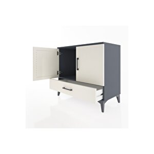 Hyperion Şifonyer Tek Raflı Tek Çekmeceli 2 Kapaklı 88x44x80 Antrasit-aytaşı