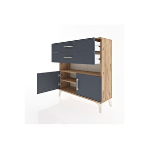 Arges Şifonyer 2 Raflı 2 Çekmeceli 2 Kapaklı 88x30x96 Çam-antrasit