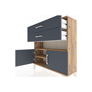 Arges Şifonyer 2 Raflı 2 Çekmeceli 2 Kapaklı 88x30x96 Çam-antrasit