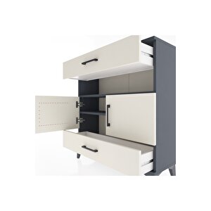 Arges Şifonyer 3 Raflı 2 Çekmeceli 2 Kapaklı 88x30x96 Antrasit-aytaşı