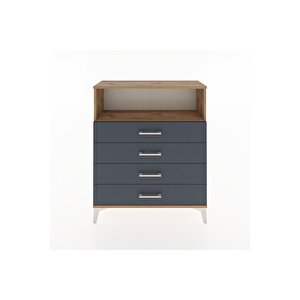 Arges Şifonyer Tek Raflı 4 Çekmeceli 88x30x106 Çam-antrasit
