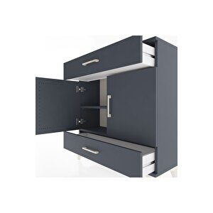 Arges Şifonyer 2 Raflı 2 Çekmeceli 2 Kapaklı 88x30x96 Antrasit-antrasit