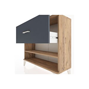 Arges Şifonyer Tek Raflı Tek Çekmeceli 88x30x80 Çam-antrasit