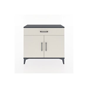 Arges Şifonyer Tek Raflı Tek Çekmeceli 2 Kapaklı 88x30x80 Antrasit-aytaşı