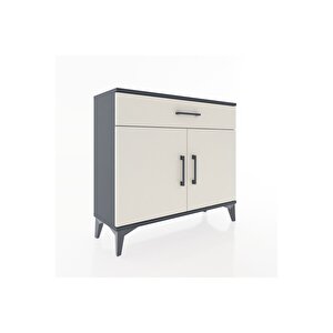 Arges Şifonyer Tek Raflı Tek Çekmeceli 2 Kapaklı 88x30x80 Antrasit-aytaşı