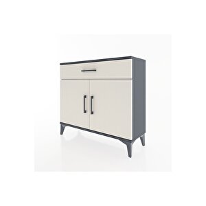 Arges Şifonyer Tek Raflı Tek Çekmeceli 2 Kapaklı 88x30x80 Antrasit-aytaşı