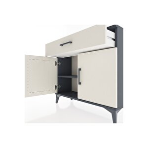 Arges Şifonyer Tek Raflı Tek Çekmeceli 2 Kapaklı 88x30x80 Antrasit-aytaşı