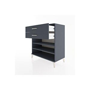 Hyperion Şifonyer 2 Raflı 2 Çekmeceli 88x44x96 Antrasit-antrasit