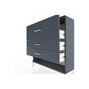 Arges Şifonyer 3 Çekmeceli 88x30x96 Antrasit-antrasit