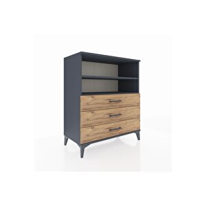 Hyperion Şifonyer 2 Raflı 3 Çekmeceli 88x44x106 Antrasit-çam