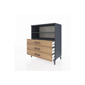 Hyperion Şifonyer 2 Raflı 3 Çekmeceli 88x44x106 Antrasit-çam