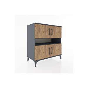 Hyperion Şifonyer 2 Raflı 4 Kapaklı 88x44x96 Antrasit-çam