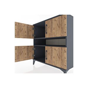 Hyperion Şifonyer 2 Raflı 4 Kapaklı 88x44x96 Antrasit-çam