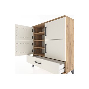 Arges Şifonyer 4 Raflı Tek Çekmeceli 4 Kapaklı 88x30x96 Çam-aytaşı