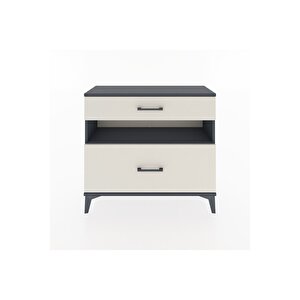 Arges Şifonyer Tek Raflı 2 Çekmeceli 88x30x80 Antrasit-aytaşı