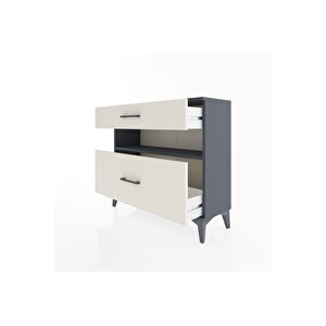 Arges Şifonyer Tek Raflı 2 Çekmeceli 88x30x80 Antrasit-aytaşı