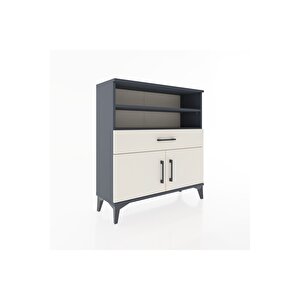 Arges Şifonyer 3 Raflı Tek Çekmeceli 2 Kapaklı 88x30x96 Antrasit-aytaşı