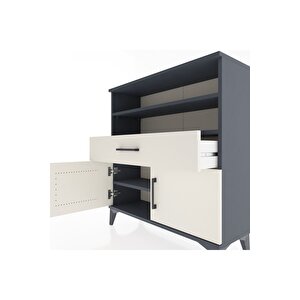 Arges Şifonyer 3 Raflı Tek Çekmeceli 2 Kapaklı 88x30x96 Antrasit-aytaşı