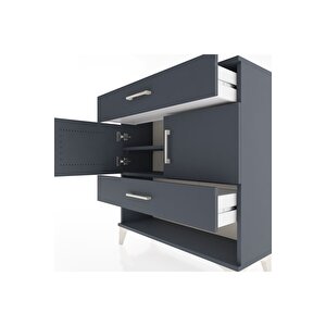 Arges Şifonyer 2 Raflı 2 Çekmeceli 2 Kapaklı 88x30x96 Antrasit-antrasit