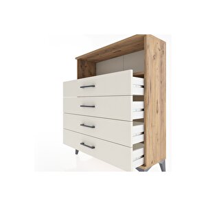 Arges Şifonyer Tek Raflı 4 Çekmeceli 88x30x106 Çam-aytaşı
